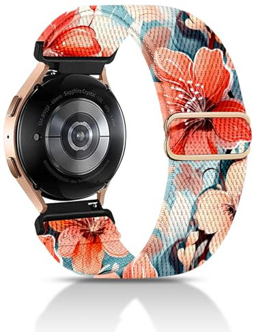 chinbersky 20mm Nylon Elastisches Armband Kompatibel mit Samsung Galaxy Watch 4/5/6/7/FE 40mm 44mm Armband/Watch 5 Pro/Watch 4&6 Classic/Active 2 40mm 44mm/Watch 3 41mm/Gear Sport/Gear S2 Classic