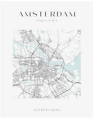 GP TONER Bilder Amsterdam Poster Geometrische Stil Wanddekoration Moderne Wandkunst Poster Design 50x70 cm ohne Rahmen