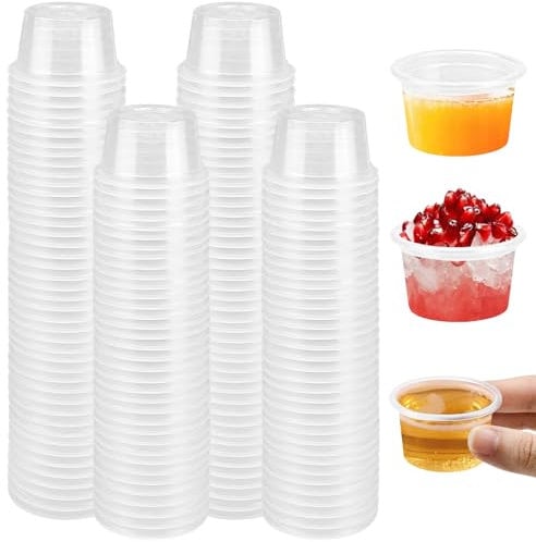 KITERI 200 Pcs Plastic Shot Glasses, 1oz/30ml Clear Shot Cups Jello Shots Reusable Drinking Tasting Cups Small Party Cup Reusable Mini Shot Glasses for Festival Drinking Jelly Cup