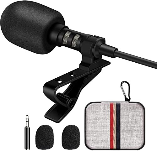 Professional Lavalier Lapel Microphone Omnidirectional Condenser Mic for iPhone iPad iPod Android Smartphone Laptop PC, Recording Mic for YouTube Interview Video Tiktok