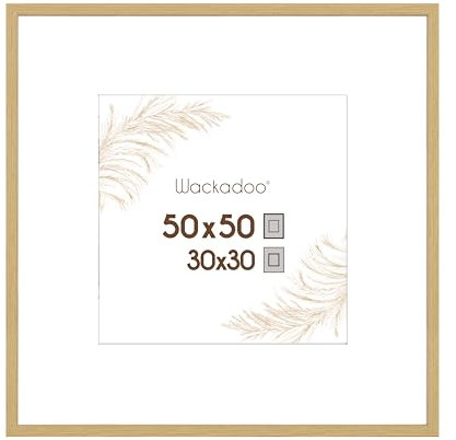 Wackadoo Bilderrahmen quadratisch 50x50 Natur Fotowand Fotorahmen mit Glasscheibe FSC Holz Picture frame