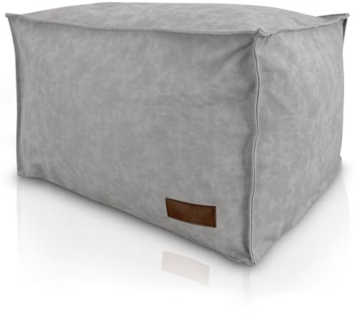 Aiire Sitzhocker Grau rechteckiger 65x65x35 cm - Pouf Hocker, Sitzpouf, Hochwertiger, Pflegeleichter Sitzpuff - Sitzsack Fußstütze oder fußhocker für Wohnzimmer und Schlafzimmer