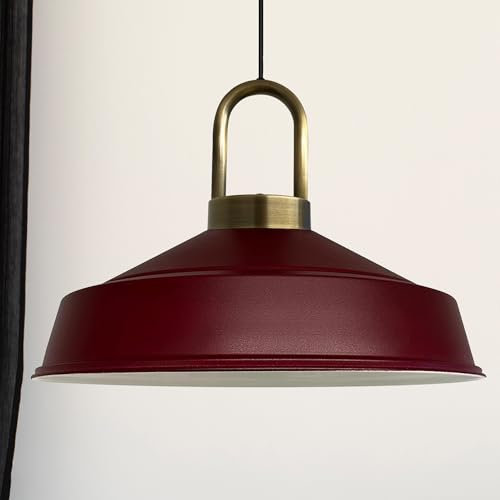 bamyum Asletl-Lock Hängelampe Industrial aus Metall Ø40 cm, Küchenlampe Vintage, Hängelampe Esstisch E27, Pendelleuchte Esstisch, Wohnzimmerlampe Hängend Vintage, Pendelleuchte Bordeaux