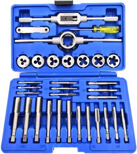 KEWAYO 32-teiliges Gewindeschneider Set,Gewindebohrer Werkzeug Set,Gewindeschneid Satz,Metrisch M3-M12 Profi Gewindeschneidsatz zum Schneiden von Innen- und Außengewinden
