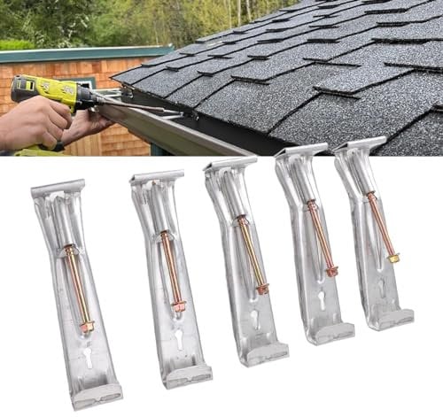 Gutter Screws, 30pcs Aluminum Gutter Hangers Gutter Brackets Gutter Clips 5inch Hidden Rain Gutter Bracket with Pre Assembled Screw for Repairing Sagging