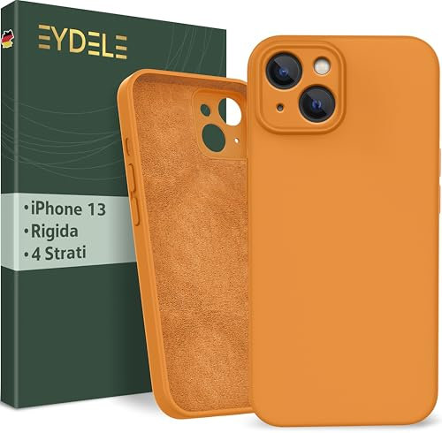 EYDELE Quadrupla Protezione per iPhone 13 - Case Rigido | Fodera in Microfibra | Custodia Silicone Anti Impronta - Cover Albicocca