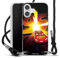 DeinDesign Carry Case kompatibel mit Apple iPhone 16 Hülle mit Band Handykette zum Umhängen schwarz Offizielles Lizenzprodukt Cars Lightning McQueen 95