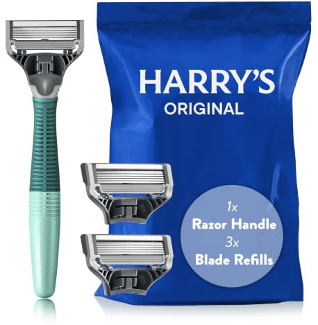 Harry's Original Starter Set, Includes Weighted Handle and 3 Razor Blade Refills