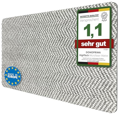 DOMOPRIMA Fußmatte Mikrofaser 80x50 cm Taupe-Hellgrau – extrem saugfähig, Anti-Rutsch, maschinenwaschbar