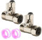 2 Stück Absperrventil T-Adapter, 3/8 x 3/8 x 1/4 Zoll Wasseranschlussadapter, Adapter Absperrhahn mit Dichtband mit Absperrhahn zum Anschluss von zwei Geräten