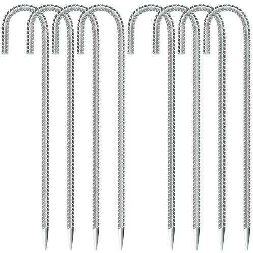 KOOOGEAR 8 picchetti per pavimenti, ancoraggio a terra, lunghezza 30 cm, ganci a J per tenda, picchetti, chiodi per tenda, ganci per il fissaggio di recinzioni, tende, paletti da giardino, trampolino