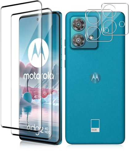 Vanrain Vetro Temperato per Motorola Edge 40 Neo, 2+2 Pezzi Curva 3D Pellicola Vetro e Fotocamera Protettivo, Durezza 9H Definizione HD Anti Graffio Niente bolle