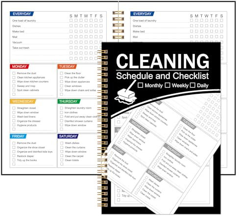 Cleaning Schedule and Checklist, Undated Daily and Weekly Household Cleaning Checklist Planner, Organize Your Home to Keep Neat and Stress-Free