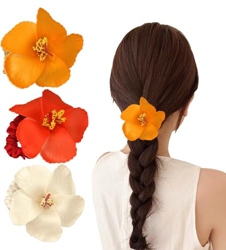 3 Pcs Hair Band Accessories, Orchid Hair Band for Women, Hawaiian Flowers Hairs Band for Beach Wedding, Party Women Girls Accessories