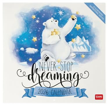 Legami - Wandkalender 2026, Aphorisms, großer Wandkalender, 12 Monate und Jahresplaner, in 6 Sprachen, Platz für Notizen, Tierkreiszeichen, internationale Feiertage, 30 x 29 cm