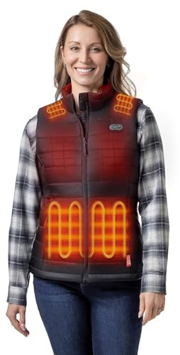 ORORO Women's 7-Zone Dual Control Heated Gilet with Shoulder Heating, Heated Vest with USB C Power Bank (Neutral Black,S)