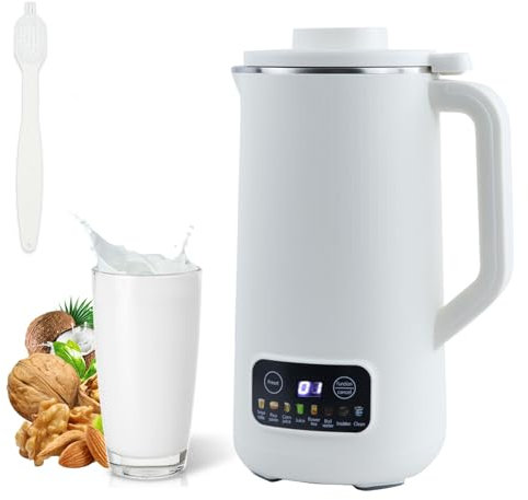 Nut Milk Maker, 20 Oz Automatic Nut with 10 Blades,Automatic Soy Milk Maker Machine,Oat Milk Maker with Delay Start/Keep Warm/Self-Cleaning/Free Filtering, for Almonds, Oats, Soybeans (White)