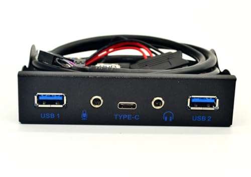 Asyduey USB HUB 5 Port USB 3.1 Type-C USB 3.0 Front Panel HD Audio 3.5mm Earphone Jack Mic Expansion Adapter für Desktop 3.5Inch, Robuste Verarbeitung