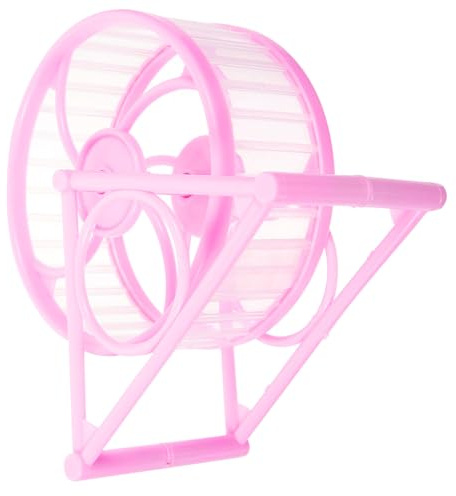 Laufrad für Hamster Geräuscharm mit Ständer, 14x14x9cm Kunststoff | Rosa, Freistehend mit Breiter Basis, Glatte Kanten und Laufbahn, für Mäuse und Rennmäuse