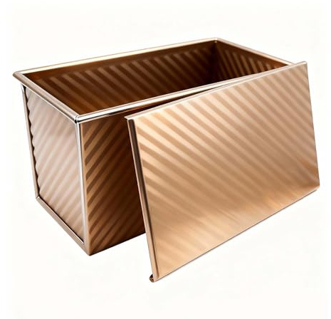 stampo per pane in cassetta, 230 g teglia per pane in cassetta, con coperchio, in oro rosa, per panini e lievito, lavabile in lavastoviglie, per forno, forno ad aria calda, friggitrice ad aria calda