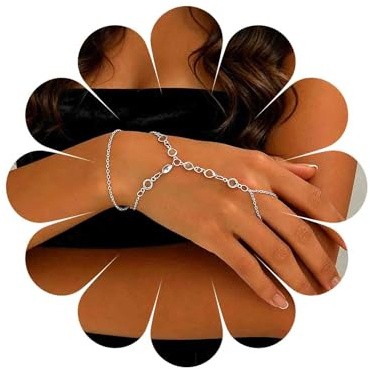 Katshdan Ring Armband Handkette für Frauenschichtige Finger Handkette Armband Gold Kristall Slave Armbänder Strass -Mode -Slaven -Ring -Armbänder Gurtschmuck Schmuck