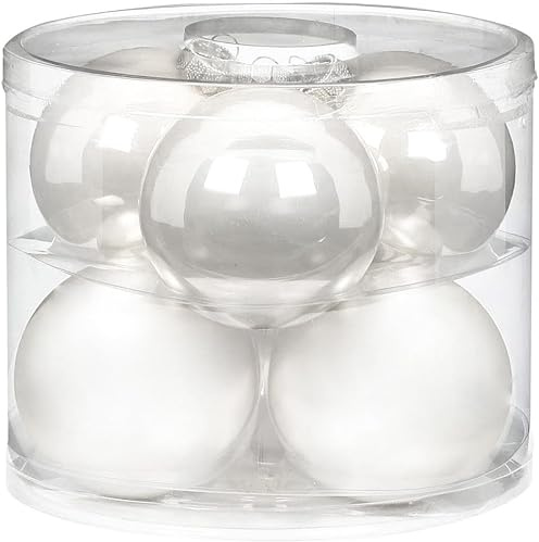MAGIC Weihnachtskugeln Glas 10cm 6 STK. Christbaumkugeln Christbaumschmuck (Pure White)