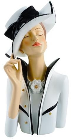 formano Deko Büste Dame modern Dekofigur Frauenbüste Polyresin Handbemalt 28 cm Stilvolle Wohnaccessoires in Weiß-Schwarz Elegante Tisch- & Regaldekoration