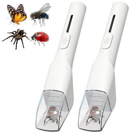Gykutix 2 Stück Insektenfänger Lebend Weiß Insektenfalle Tragbarer Spinnenfänger Mit Transparenter Beobachtungskammer Für Zuhause & Garten, Leicht zu Fangen von Schmetterlingen, Käfern, Spinnen, etc