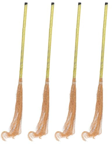 DECORNIJIA 4pcs Halloween Witch Broom Halloween Witches Brooms 32.62x1.97x0.98in Dried Grass Plastic Creative Decoration Cosplay Supplies for Party