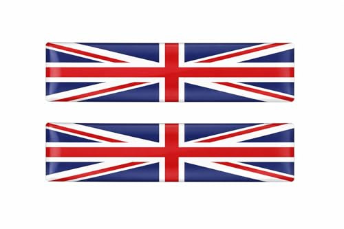 3D UK Union Jack Flaggen Aufkleber Gel Sticker Set 2 Stück – Britische Länderflagge Emblem Selbstklebend für Auto Motorrad Helm Laptop Koffer – Wetterfest UV-Beständig – 6 x 1 cm