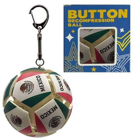 Generisch Mini Fußball Schlüsselanhänger mit Länderflaggen-Motiv, Drückbarer klick-Sound Stressball aus elastischem Kunststoff, Fußball-Spielzeug als Geschenk für Fußballfans, Kinder und Erwachsene