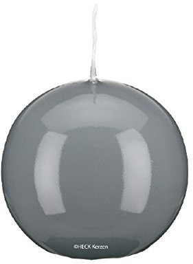 Gelackte Kerzen Kugelkerze Klarlack - hochglänzend Silbergrau x 60mm, 16 Stück, Exclusive besondere Kerzen