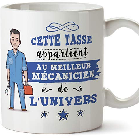 Mugffins Mécanicien Tasses Originales de café et Petit-déjeuner à Donner Travailleurs Professionnels - Cette Tasse Appartient au Meilleur Mécanicien de l'univers - Céramique 350 ML