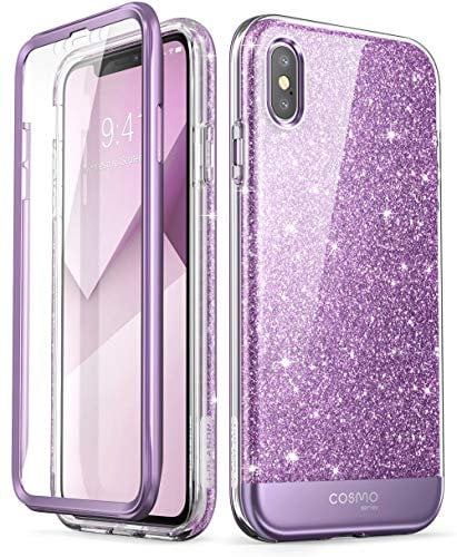 i-Blason Cosmo Series Designed for iPhone Xs Max Case 2018 Release, Full-Body Bumper Case with Built-in Screen Protector, Purple, 6.5