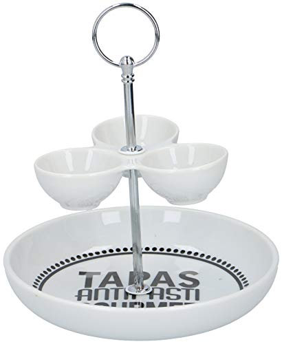 alpina Tapas 2-stöckige Etagere - Servierset - Vorspeisen Schälchen Set - Party- und Snack - Dip-Sauce