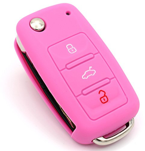 CYK www. CoverYourKey .de Schlüssel Hülle VA für 3 Tasten Auto Schlüssel Silikon Cover von Finest-Folia (Rosa)