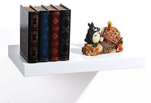 EUGAD Wandregal Schweberegal Wandboard Bücherregal Hängeregal Hochglanzoberfläche DVD CD Regal Holzbrett für Schlafzimmer Wohnzimmer Küche und Flur Weiß breit 25cm 0078QJ