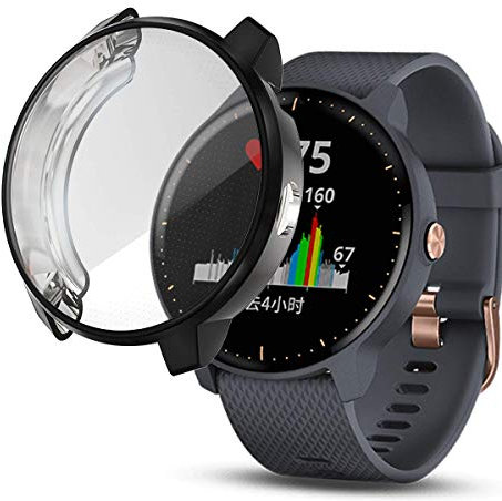 Chofit Cases for Vivoactive 3 Music Protective Case, Screen Protector Cover Soft TPU Plated Cover All-Around Bumper Shell Compatible with Garmin Vivoactive 3 Music GPS Smartwatch (Black)