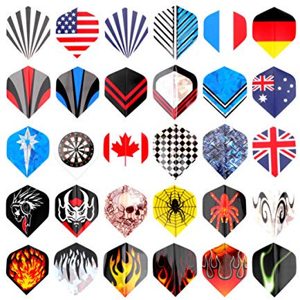 VICASKY 90pcs Wing WM Nationalflaggenmuster Flights Set Verschiedene Muster Dartpfeile Set Gemischte Dartflys Standardform Wurfbeschlag