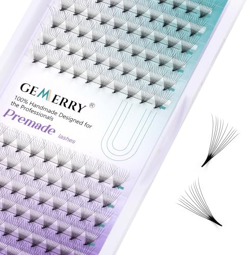 GEMERRY Pre Made Fan Eyelash Extensions 10D Fans 0.07mm D Curl 13mm | 10D Cluster Eyelash Extension Premade Fans Volume Russian Individual Lashes Cluster Fan Lash Extensions(0.07-10D-D curl-13mm)