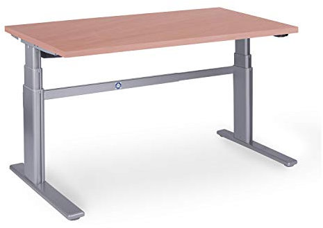 Dila GmbH Ergonomischer Schreibtisch 200 x 80 cm Buche | elektrisch höhenverstellbar von 63-128 cm | Bürotisch Workstation Arbeitstisch Bürotisch Büromöbel Home-Office