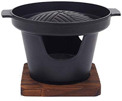 Barbacoa Portátil Asador Mini estilo japonés de la barbacoa Tabletop portátil □ Estufa de barbacoa □ Con base de madera adecuada para 1-2 personas para Yakiniku, Robata, Yakitori, Takoyak Parrilla Por