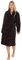 Metzuyan Womens Ladies Plain Shawl Collar Plush Fleece Dressing Gown Black Warm Robe Black L
