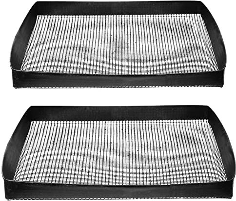 Kamehame Grillkorb 2 Stück Antihaft-Gitterschale zum Grillen & Backen, Schwarz Hitzebeständige Grillmatten für Outdoor Grill, Knuspriger Korb, Fleisch Gemüse Grillgitter