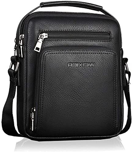 Hjkiopc Men's Shoulder Bag PU Leather Messenger Bag Pack Business Satchel Side Bag Casual Handbag for Men Working Shopping School Daily Use
