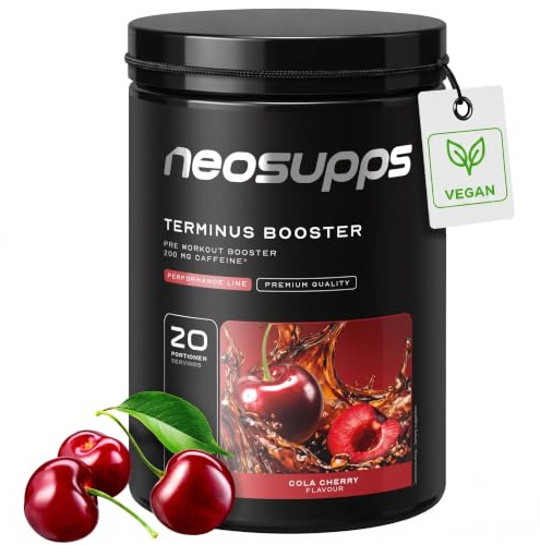 NEOSUPPS Pre Workout Booster Terminus XXL Cola Cherry 540g, Fitness & Gym, Pre Workout Booster vegan, Pump & Fokus, geprüfte Qualität, 8.000 mg L-Citrullin, 20 Portionen