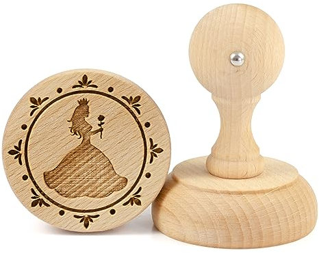 Folkroll Keksstempel Prinzessin, Ø 60 mm, Cookiestempel, Backstempel, Keks, Stempel, Motiv, Buchenholz, 336915