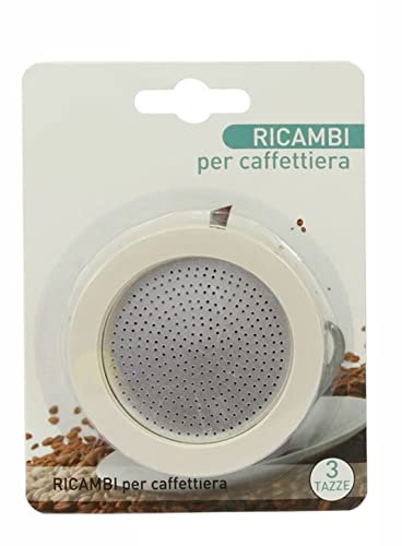 Set 4 pezzi 3 guarnizioni + 1 setino per macchinette compatibili moka compatibili bialetti compatibili pedrini (3 Tazze)