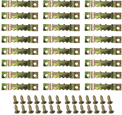 Ruidee 100 Stück Sägezahn-Bilderrahmen-Aufhänger Bildaufhänger Leinwand Aufhänger Bilderrahmen Halterung für Heimdekoration Hängehaken für Bilderrahmen (Gefärbtes Gold)