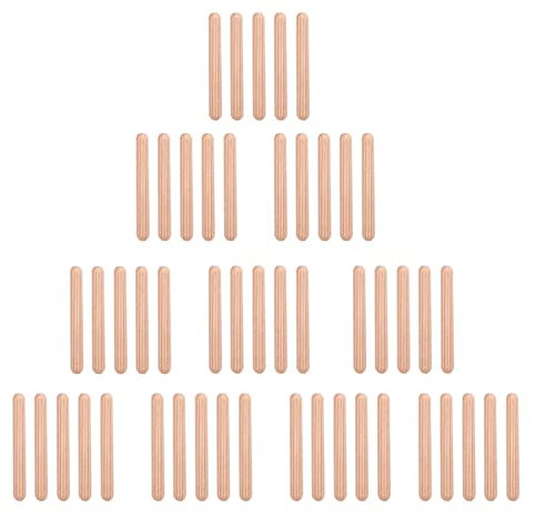 ANKROYU 50 Stück Holzdübelstifte, Schrankschubladen rund geriffelte Holzhandwerksdübelstifte Stangen Hartholz gerillte Dübel Holzdübel Dübelstangen Holzarbeitsstifte(M6 * 40 (50 STÜCKE))